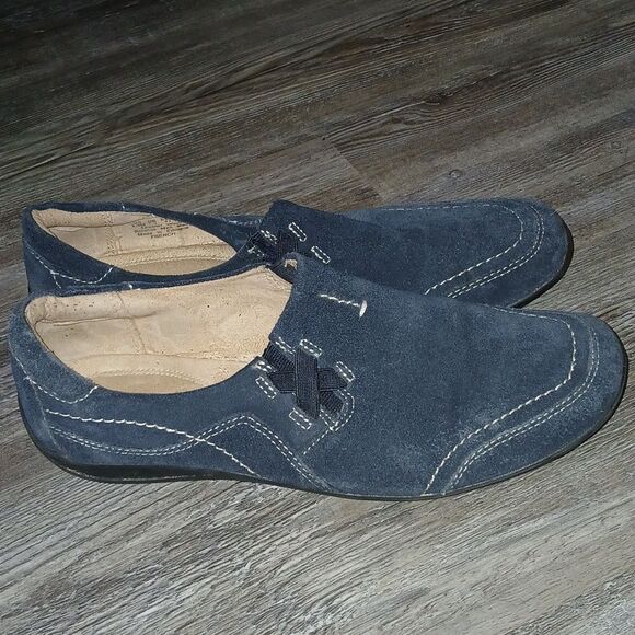 Naturalizer French  navy blue leather slip on loafers  Sz 9.5 - Picture 6 of 8